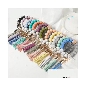 Keychains Lonyards Bracelet Bracelet Bracelet en bois Bracelet Moids Keadchain Perles de sile Bracelet