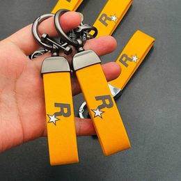 Porte-clés Longes Jaune Multi pendentif Porte-clés Clé durable avec ruban en nylon Porte-clés Jeu GTA Automatique 5 Porte-clés Fan Porte-clés J240330