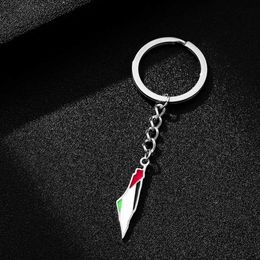 Keychains lanyards yiluocd palestina kaart hanger sleutelhanger roestvrij staal palestina vlag map sleutelhang vintage sieraden amulet y240510