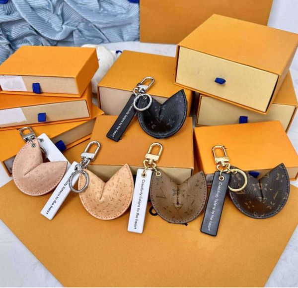 Porte-clés Longes YY Fortune Cookie Sac Suspendu Voiture Fleur Charme Bijoux Femmes Hommes Cadeaux Mode PU Cuir Porte-clés Accessoires Mouvement actuel YT4412