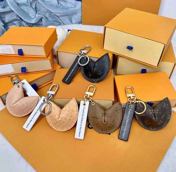 Porte-clés Longes YY Fortune Cookie Sac Suspendu Voiture Fleur Charme Bijoux Femmes Hommes Cadeaux Mode PU Cuir Porte-clés Accessoires Mouvement actuel hy7