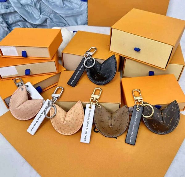 Porte-clés Longes YY Fortune Cookie Sac Suspendu Voiture Fleur Charme Bijoux Femmes Hommes Cadeaux Mode PU Cuir Porte-clés Accessoires Mouvement courant YY0001