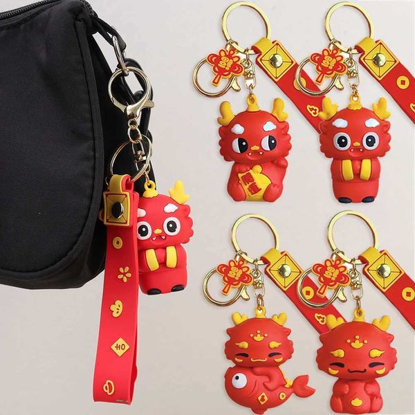 Keychains Lanyards Dragón Dragón Pendiente de llave para niños Mochila Mochila Lindo Regalo de Año Nuevo de animales de dibujos animados Q240403