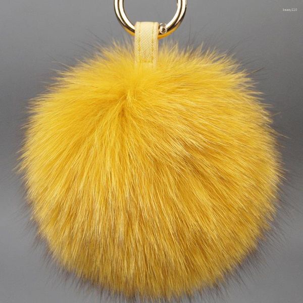 Porte-clés grande boule de fourrure véritable douce, accessoires de luxe Y2k pour porte-clés, anneau de sangle, sacs pour femmes et hommes, clés de voiture, décoration cadeau