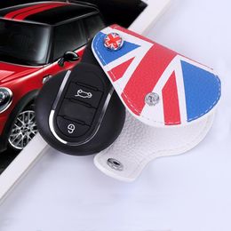 Sleutelhangers Lederen Union Jack Key Case Bag Cover Portemonnee FOB voor Mini Cooper R55 R56 R60 R61 F54 F55 F56 F57 F60 Countryman Auto Accessoires