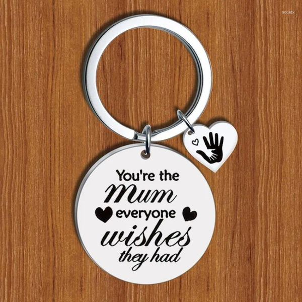 Porte-clés Lettre KeyChain Femmes Vous êtes la chaîne de clé de maman pour hommes Bague en acier inoxydable Fête des mères Porte-clés Cadeau Pendentif Filles Bijoux