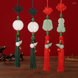 Sleutelhangers Lichtgroen Jade Kalebas Hanger Glad Zeilauto In En Uit Ping Een Boeddha Guanyin Vaas Accessoires