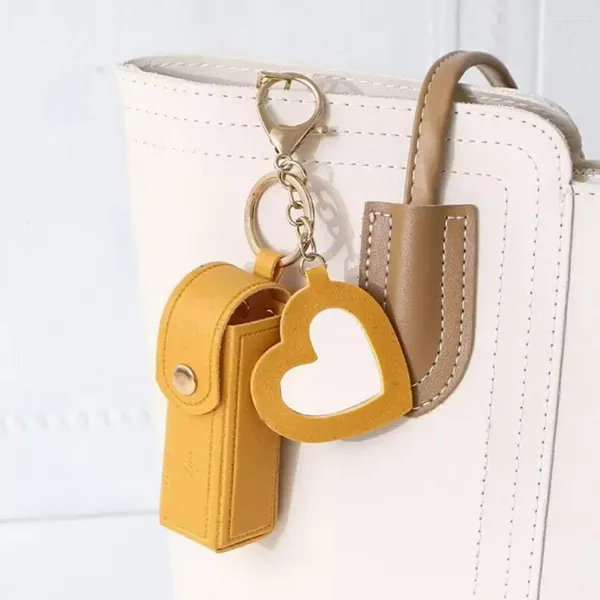 Llaveros Bolsa de lápiz labial Llavero Clip de langosta Mini contenedor de cuero sintético inoxidable con colgante de corazón Monedero Organizador de llaves Llavero