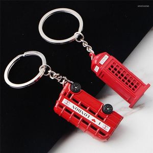 Keychains London Red Bus Key Chain Post Mail Box Holder Telefoon Booth Charm Pendant Keychain For Men Women Party Gift RingkeyChains Emel22