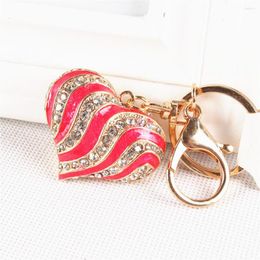 Keychains Love Heart Red Wave Fashion Cute Crystal Charm Pendant Purse Handtas Key Ring Chain Favoriete delicate cadeau Women