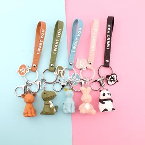 Porte-clés belle Animal dinosaure Panda cerf porte-clés porte-clés pour femmes bijoux mignon Silicone poupée porte-clés cadeau K57
