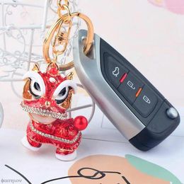 Porte-clés porte-bonheur coloré ethnique chinois, belle danse Lion, pendentif de voiture, sac à dos, chaînes de charme, cadeaux