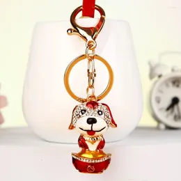 Keychains Lucky Dog Car Keychain Korea Creative Lovely Girl Sac Pendant Metal Key Chain Chain