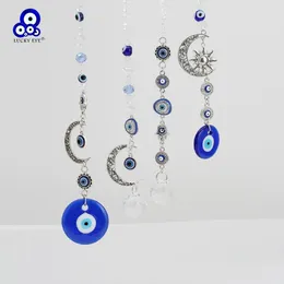 Keychains Lucky Eye Alloy Moon Turkish Evil mur suspendu Crystal perle Drop Glass Prendant Prendant Carychain Car Caeyring For Women Men Be1329