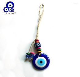 Kekands Lucky Eye Glass Blue Turkish Evil Pendentif Mur suspendu Perles colorées Décoration de la chaîne de corde pour la maison de salon LE51747964