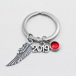 Porte-clés pendentif ailes porte-bonheur/porte-clés pierre de naissance/anneau porte-clés voiture/cadeau soeur/bijoux mode femme
