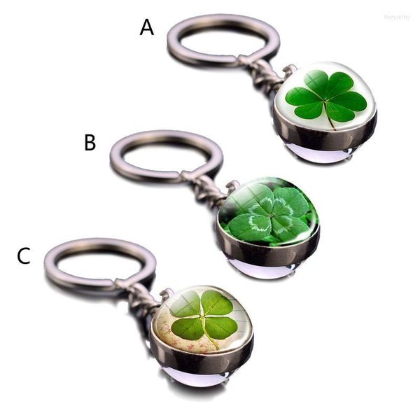 Keychains Luminescent 4 Clover Leaf Good Luck Red Wood Keychain Bedy Idea de regalo Charm Girl Friendship Keychains Fier22