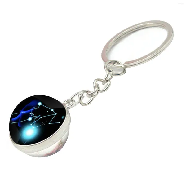 Llaveros Llavero luminoso Accesorios Cadena Adorno de moda Llavero 12 Constelaciones Cumpleaños Bola de cristal estrellada Regalo Piedra del tiempo