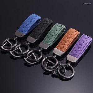 Keychains luxe auto sleutelhanger hoogwaardige suede lederen ringen houder Egle Alcantara tas hanger charmes Xmas cadeau voor paar