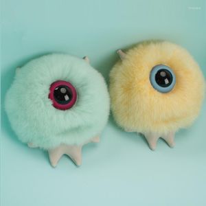 Keychains luxe ontwerpstijl Keychain Real Rex Fur Monster Fluffy Bag Charm Pompom Kids Doll Pendant