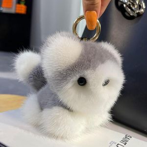 Llaveros Llavero Real de lujo Lindo Cachorro Colgante Mujeres Simulación Perrito Muñeco de peluche Juguete Llavero Bolsa Adorno Baratija Regalos