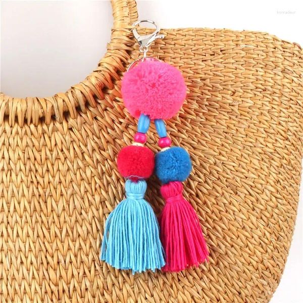 Porte-clés LZHLQ Pompons colorés pour sac à main mignon pompons pompon femmes sac décoration pendentif accessoires bijoux de mode