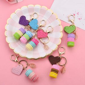 Llaveros Macaron pastel llavero PU amor aleación hoja llavero encanto para mujer bolso colgante anillo fiesta regalo joyería titular