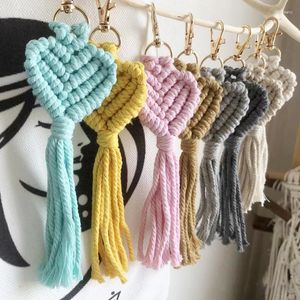 Sleutelhangers Macrame Hobo sleutelhanger handgemaakte hartvormige tas hanger autosleutel Moederdag cadeau bruiloft accessoires