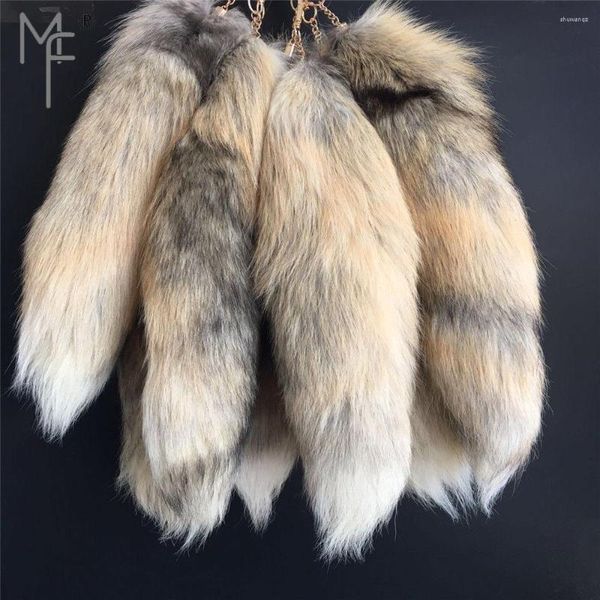 Llaveros Magicfur - 50PCS 40 cm Real Tail Cosplay Llavero Golden Island Cuero Borla Bolsa Charm Llavero Colgante