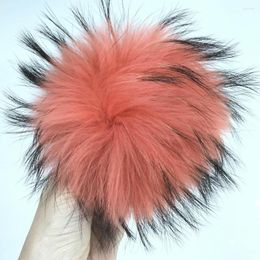 Keychains MagicFur - Orange -8 Pompom Ball Real RacCoon Fur W Snap Button voor hoedschoenen DIY -accessoires