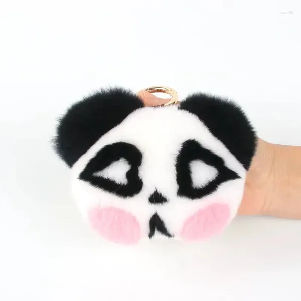 Llaveros Magicfur - Real Rex Fur Pompom Ball Lindo Panda Llavero Bolso Charm Llavero Monedero Llavero Colgante Accesorios