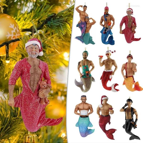 Llaveros Sirena Masculina Decoración Del Árbol De Navidad Regalos Festivos Personalizados Artesanías Colgantes De Coche Adornos Colgantes Mermen Muñecas Niños