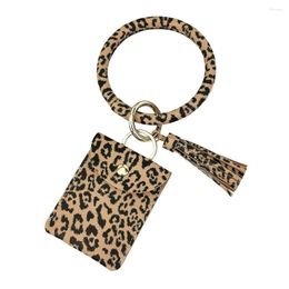 Porte-clés MANILAI Léopard Grain En Cuir Bracelet Carte Paquet Bracelet De Mode Grand Cercle Porte-clés Bracelet Pour Femmes Bohême Bijoux