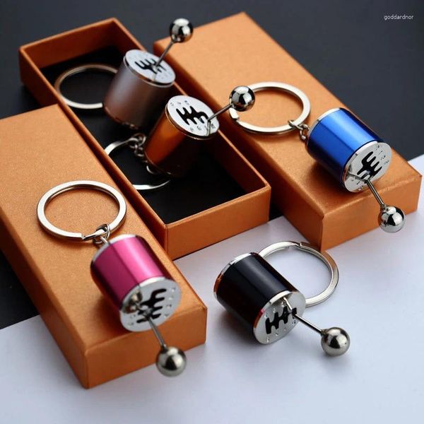 Porte-clés levier de transmission manuelle créatif 6 vitesses boîte de vitesses tête d'engrenage porte-clés en métal porte-clés voiture réaménagement pendentif cadeau