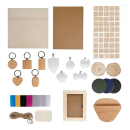 Keychains Material Box Kit 124 PCS DIY -materialen voor CNC zijn onder meer multiplex metal visitekaartje enz.