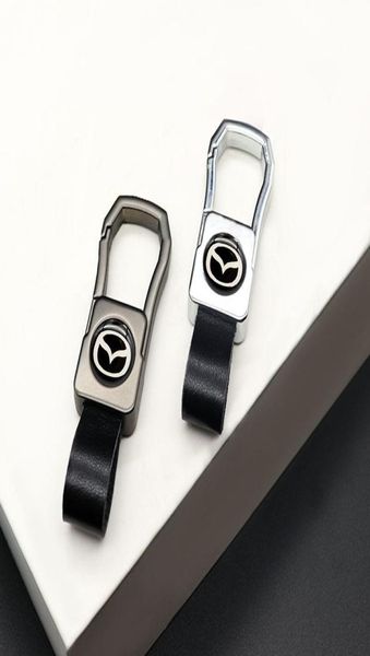 Keychains Mazda Logo Car Keychain Simple Hebilla colgante Cubierta de llave con colgante de cuero Metal de aleación de zinc Pequeños regalos2634459