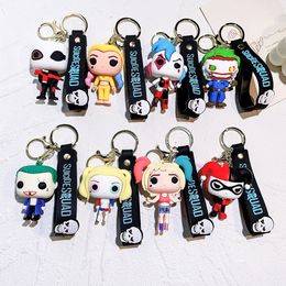 Keychains Men Accessoires Designer Sonneurs de clés pour femmes Superhero Keychain Médite Clown Kewchain Suicide Squad Harley Quinn Action Figure Pendeur