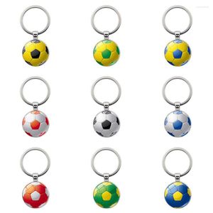Keychains Men Glas kleurrijke voetbal sleutelhanger geel blauw wit zwart rode voetbal Key kettingen bal slijtage sieraden auto geschenken