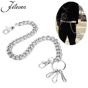 Sleutelhangers Heren Taille Sleutelhanger Zilver Heavy Rock Metal Hip Hop Gothic Punk Stijl Broeken Jean Biker Portemonnee Ring Lang 247C