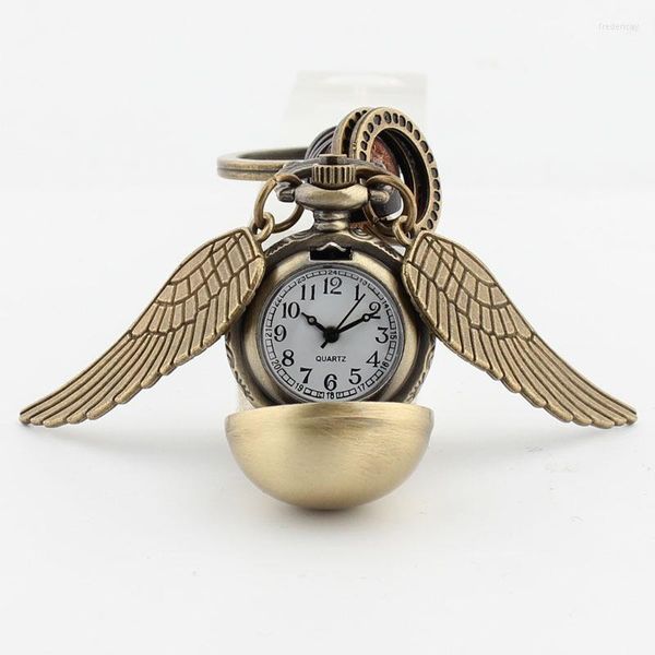 Llaveros Reloj de bola de metal Ala de aleación Hombres Llavero Mujeres Llavero vintage Llavero de cuero Recuerdos Accesorios unisex Regalo Fred22