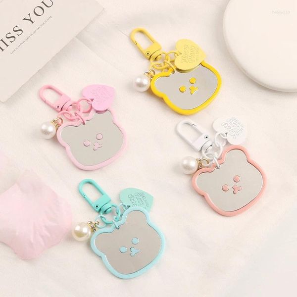 Keychains Metal Bear Helsined Animal Keychain Keyring For Friend Lovers Hingestones Resin Pearl Migne Sac Car Airpods Box Accessoire