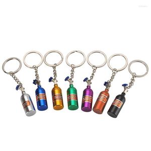 Keychains Metal Bottle Keychain NOS Turbo Stikstof Key Ring Holder Car Pendant Sieraden Vrouwen Men Unieke Mini KeyringKeyChains Forb22