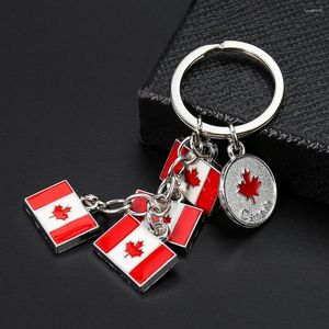 Porte-clés en métal drapeau canadien feuille d'érable porte-clés charmes porte-clés de voiture porte-clés pendentif sac à main accessoires bijoux souvenirs cadeaux