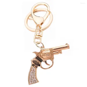 Porte-clés métal cristal pistolet Style porte-clés femmes sac porte-clés voiture porte-clés Porte Clef charmes sac à main pendentif Chaveiros R115