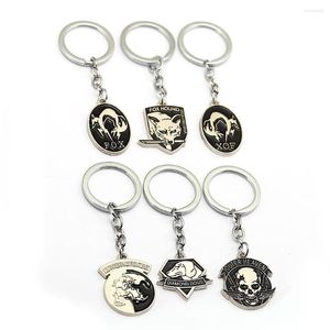 Keychains Metal Gear Solid Keychain Outer Heaven Diamonddogs Foxhound hanger Key Ring Holder Car Bag Chain Chaveiro Game Sieraden