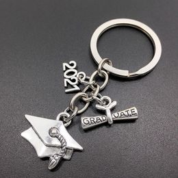 Keychains Metal Key Ring Tree Pen Cap Book Keychain Certificate Souvenir Bachelor Hat Class Badge Accessoires Cute For Women Men