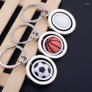 Sleutelhangers Metaal Lederen sleutelhanger Portemonnee Autodecoratie Sleutelhanger Roterende voetbal Basketbal Golfgeschenken