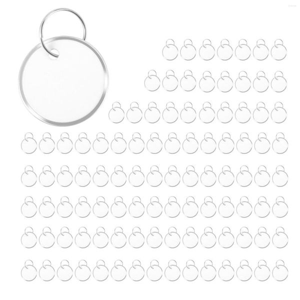 Porte-clés Étiquettes à jante en métal Clé ronde en papier avec anneaux Étiquette blanche pour clés de voiture et porte (100)