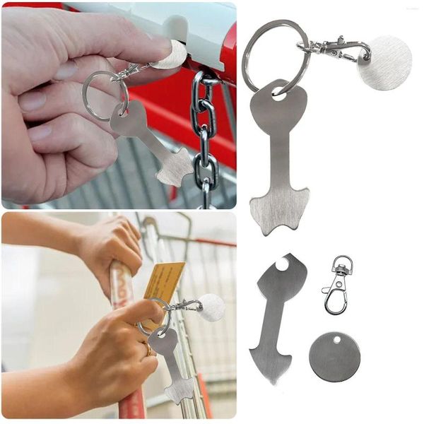 Llaveros de Metal para compras, llave de aleación, anillo de aluminio, decoración de carro, cuelga llaves frescas de acero inoxidable, cordones de muñeca