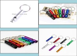 Keychains Metal Whistle Portable Self Defense Keyrings Rings Holder Fashion Car Key Chains Accessoires Outdoor Cam Survival Stones3293824